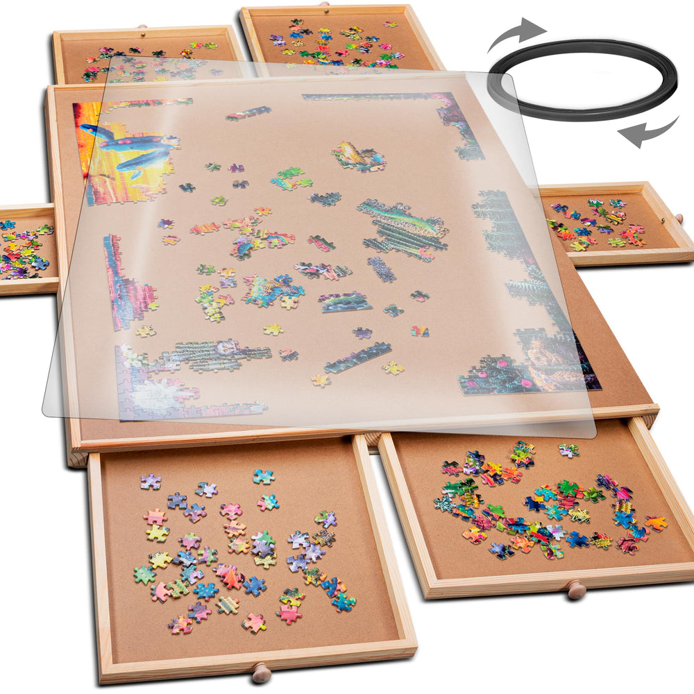 PLAYVIBE rotating puzzle board with 1500 pieces for collaborative family challenges