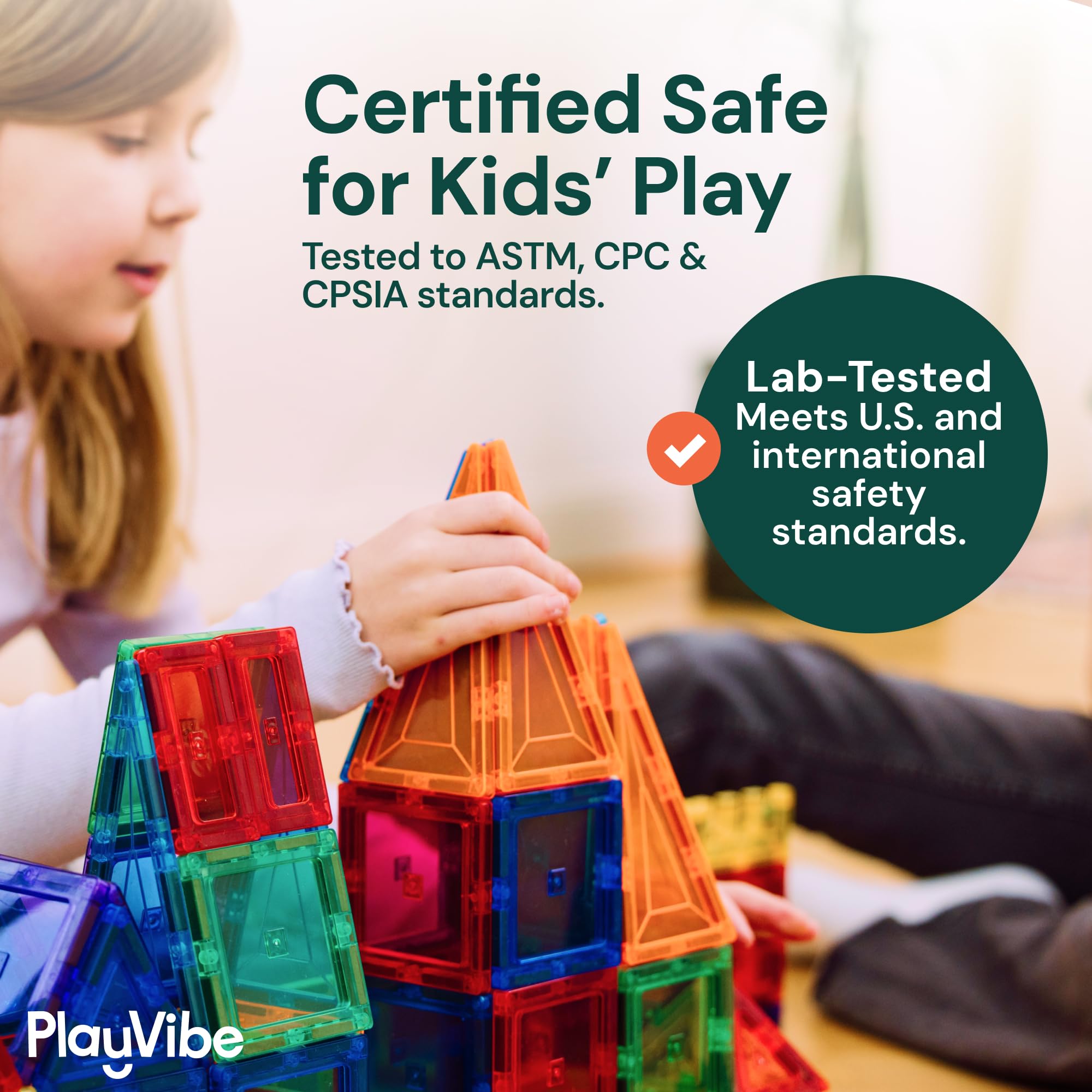 Bright PLAYVIBE tiles demonstrating versatile color combinations for play
