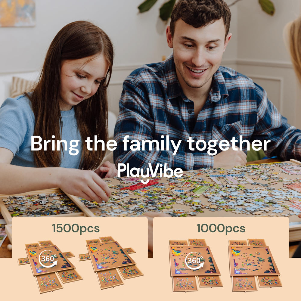PlayVibe woodcraft puzzle table offers sturdy construction and lasting use.