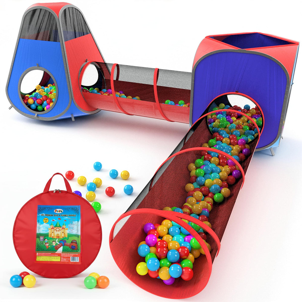 Playz 4pc pop-up tent bundle exterior view shows quick setup for outdoor play