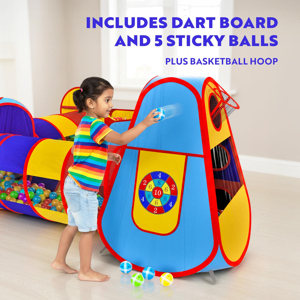 Playz dartboard game and sticky balls add variety