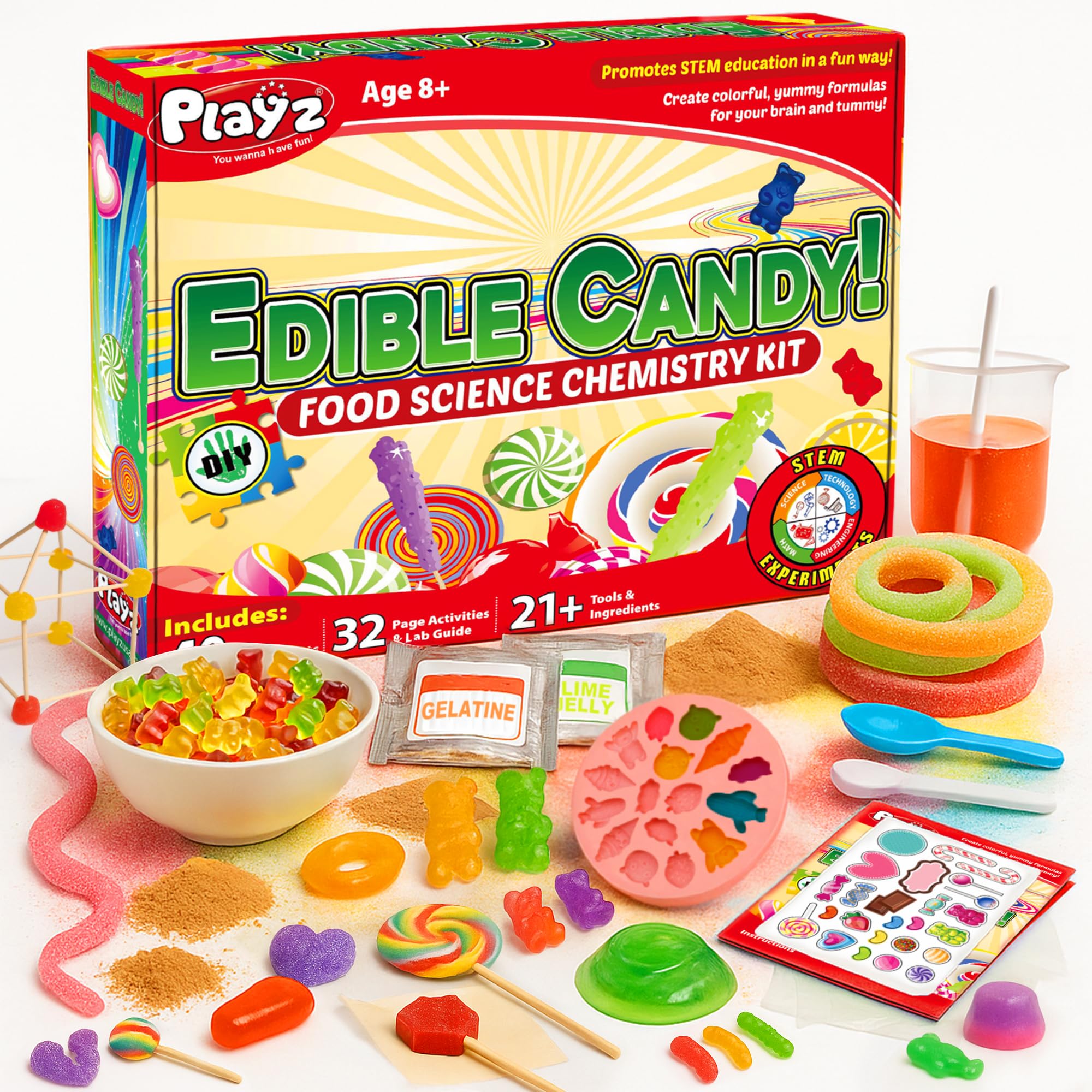 Playz Edible Candy Making Science Kit for Kids 8-12 — 40 Sweet Experim ...