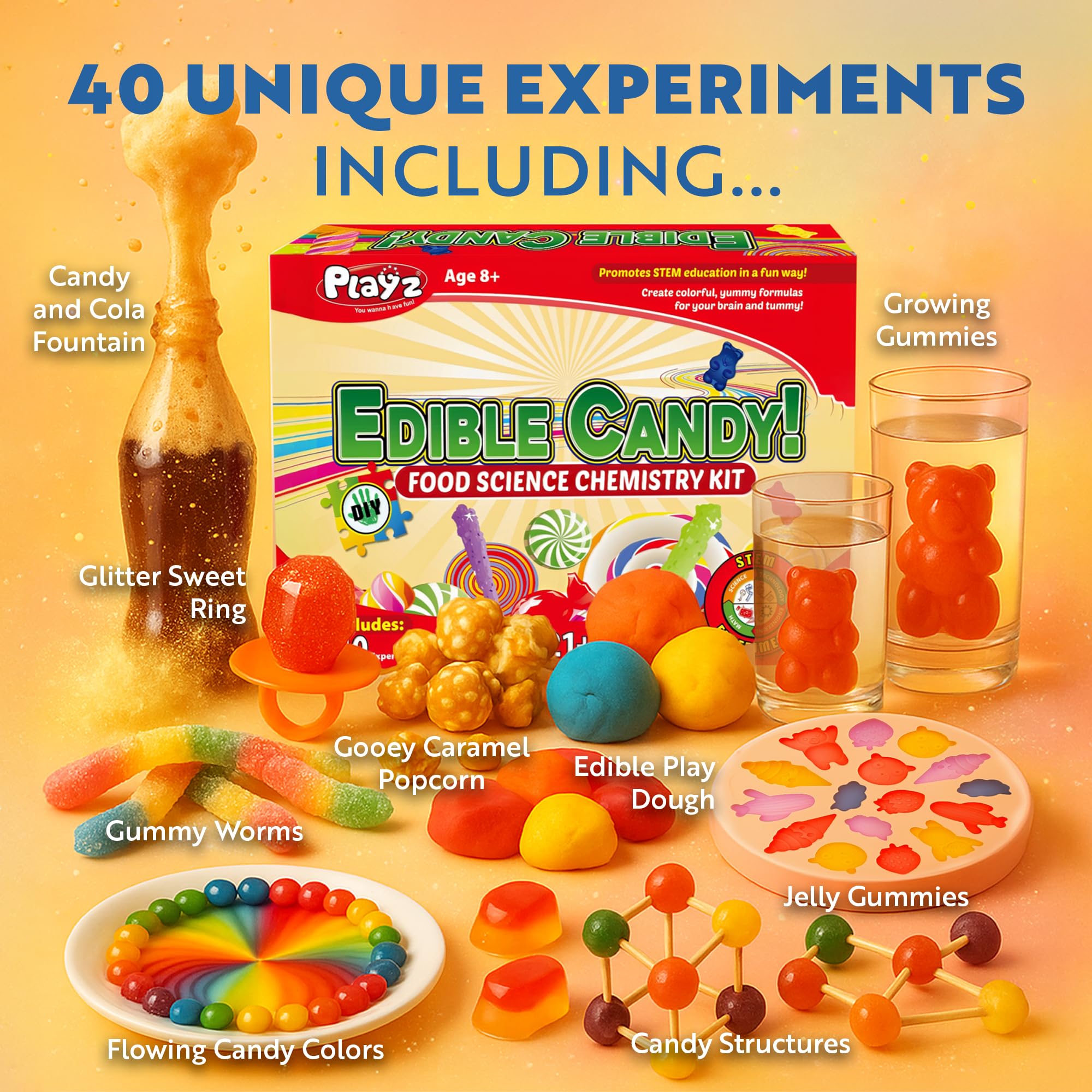 Playz kit tools and ingredients ready for 40 sweet experiments