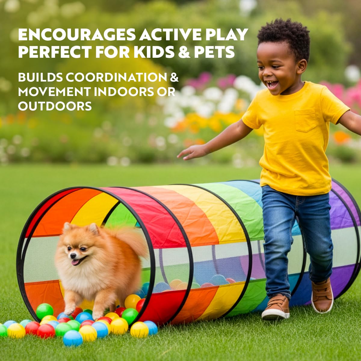 Playz extra-large tunnel quick setup for fast, portable play.