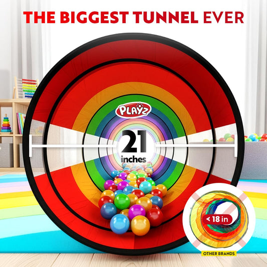 Playz extra-large tunnel wide crawl space ideal for toddler exploration.