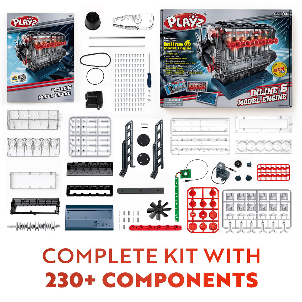 Playz Inline 6 Engine Kit parts set for easy assembly and learning