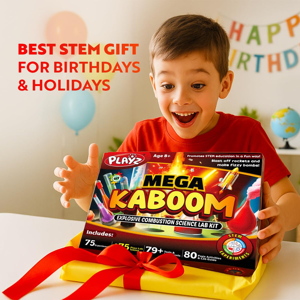 Playz Mega Kaboom compact design: space-saving shelf-friendly setup.