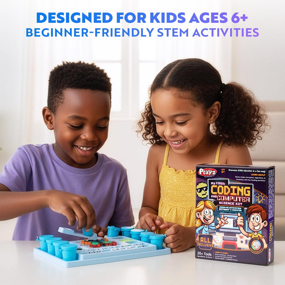 Playz My First Coding Kit components set supports tangible, screen-free learning moments