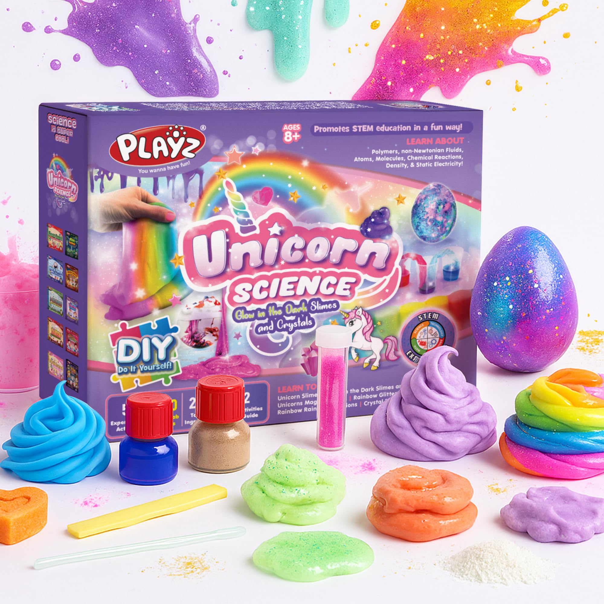 Playz Unicorn Slime Crystals Kit for kids with engaging science activities