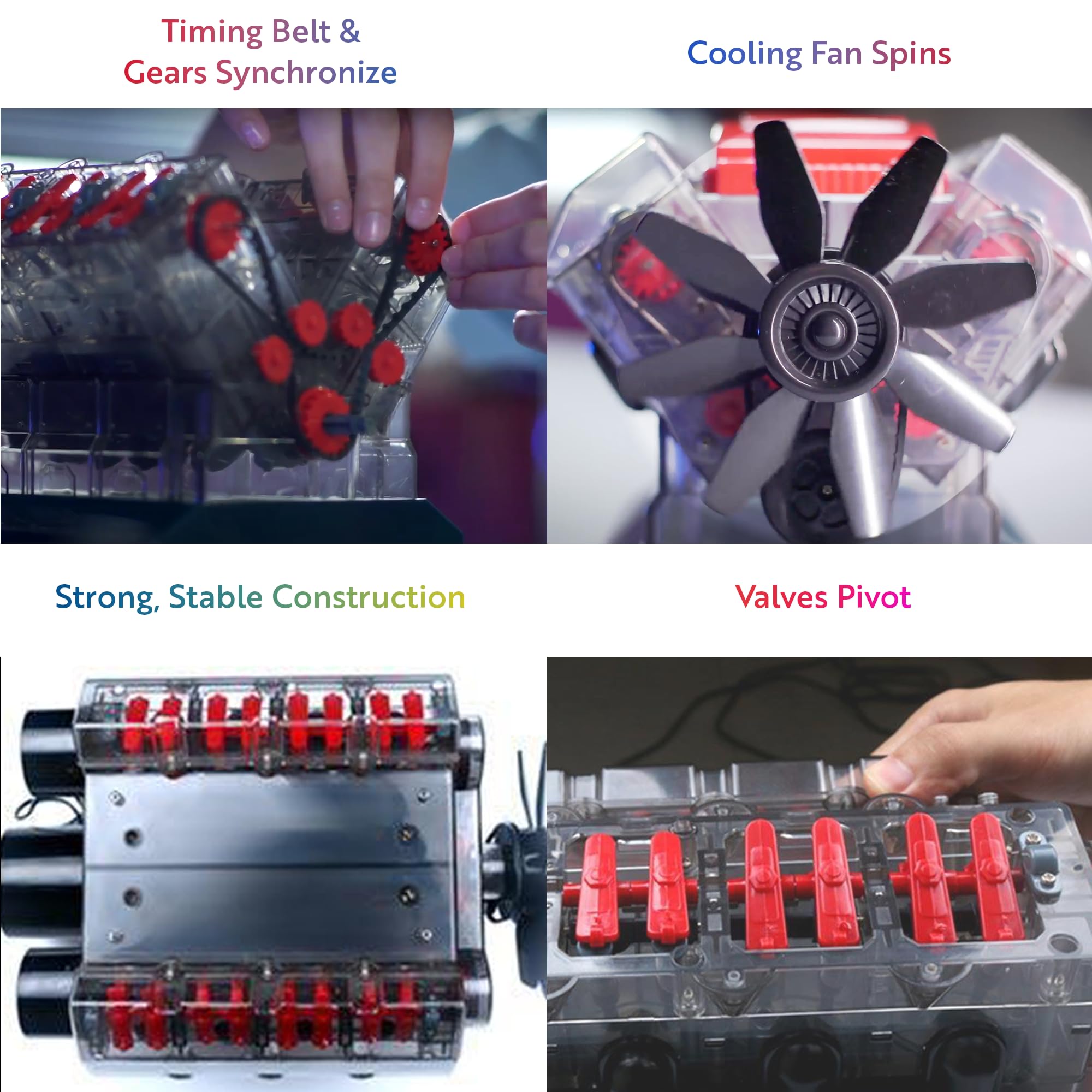 Playz V8 engine kit running model demonstrates the engine live action.