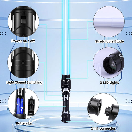 PLEASELIFT Light Up Sword shows the 2-in-1 function with extended blade