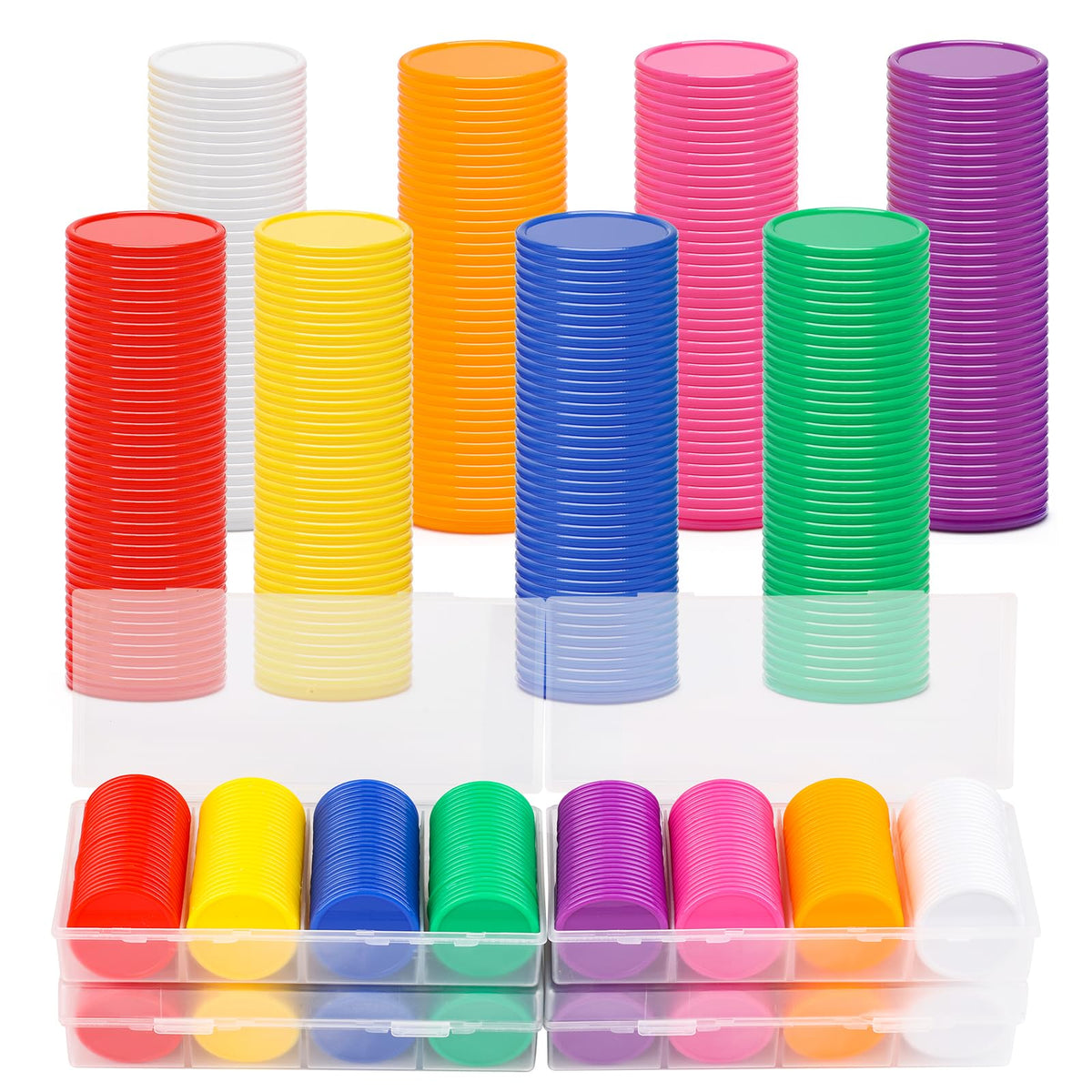 Pletpet 400pc poker chips in eight colors with storage box for organized play