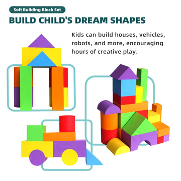 Pleykele foam blocks help kids build houses and vehicles through imaginative play.