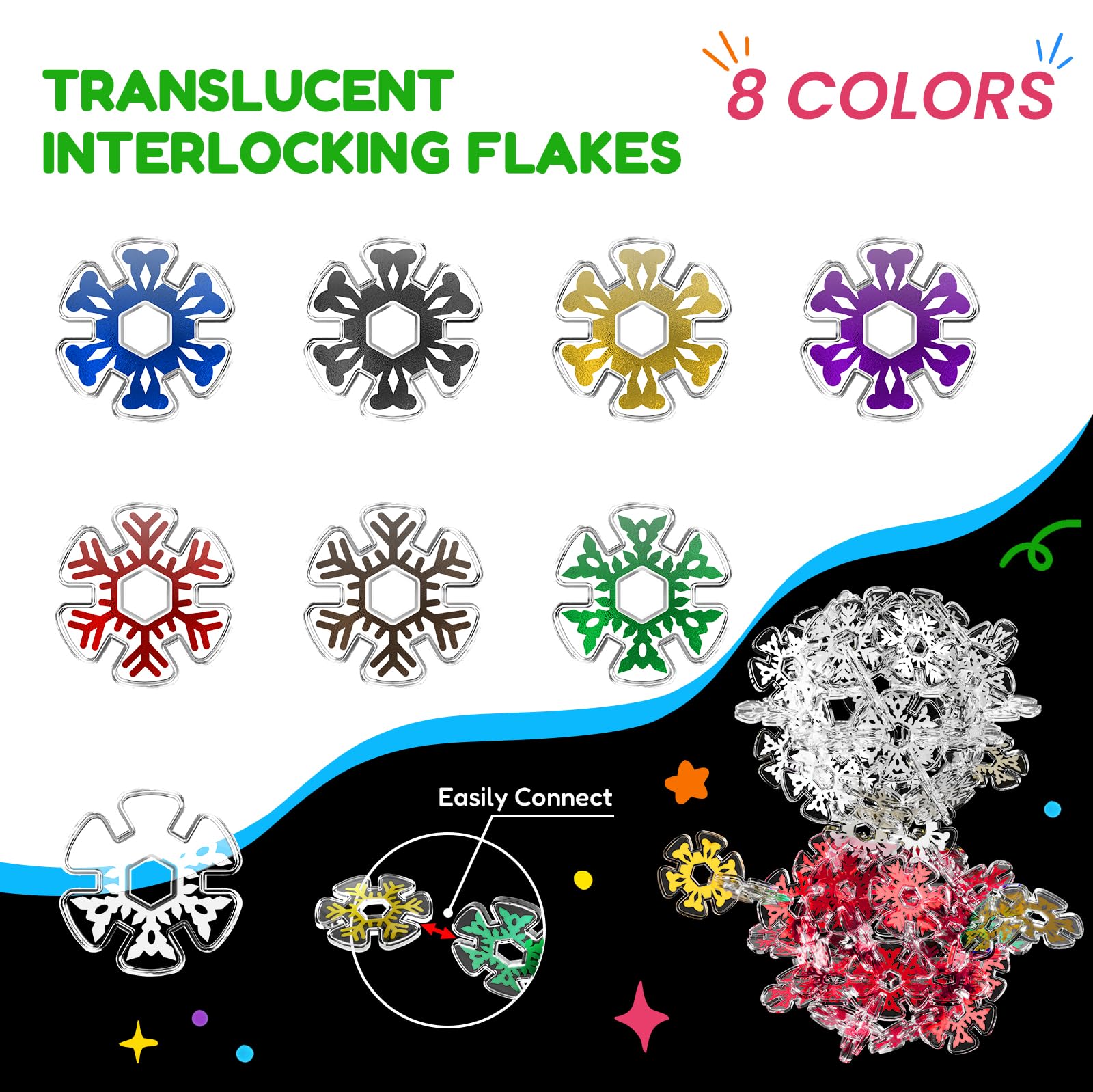 Pleykele blocks feature embedded snowflake chips with varied light reflections