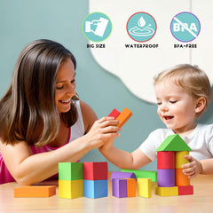 Pleykele foam blocks in six colors aid color recognition during play.