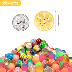 Pllieay 27mm bouncy balls close-up highlighting durable rubber construction.