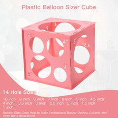 Pllieay pink balloon sizer box highlighting its lightweight design.