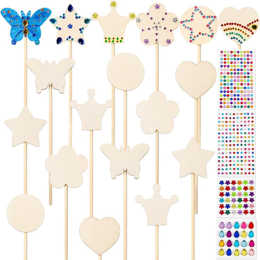 Pllieay princess wands kit: 18 unpainted wands for creative party crafts.
