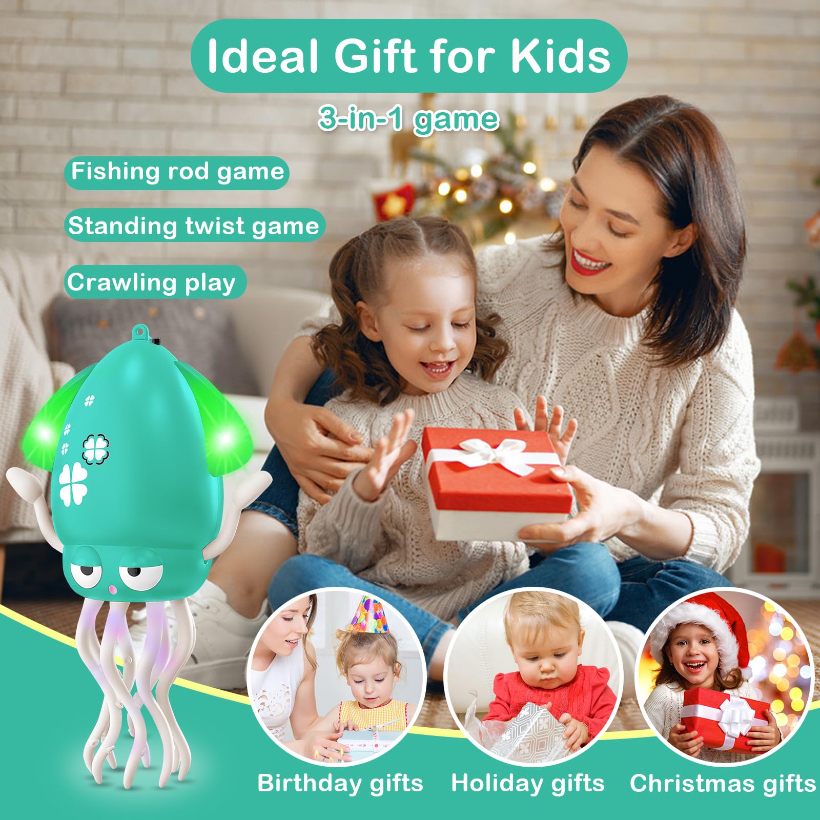 Plnmlls Dancing Octopus Toy tummy time play supports exploration