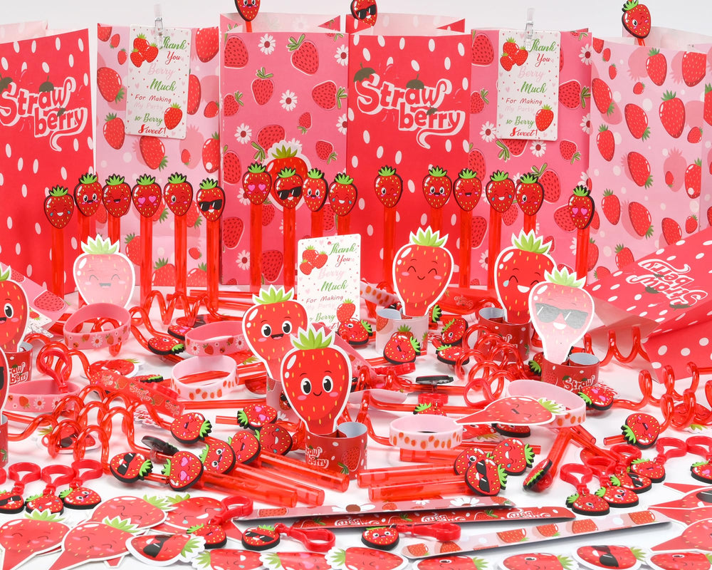 PLOUGVI strawberry treat bags add colorful goodie bag filler.
