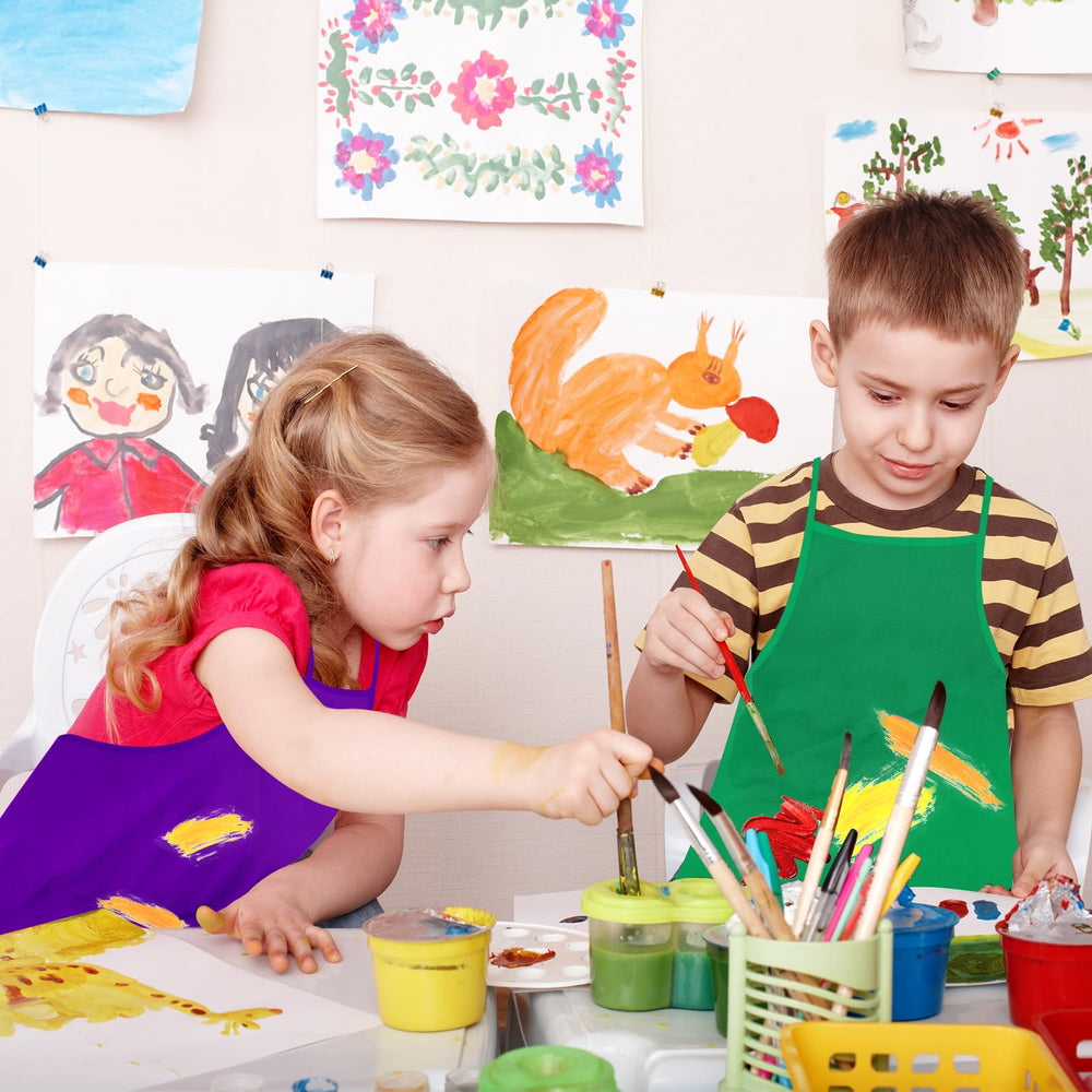 Each PLULON apron measures 13 by 19 inches to fit young children