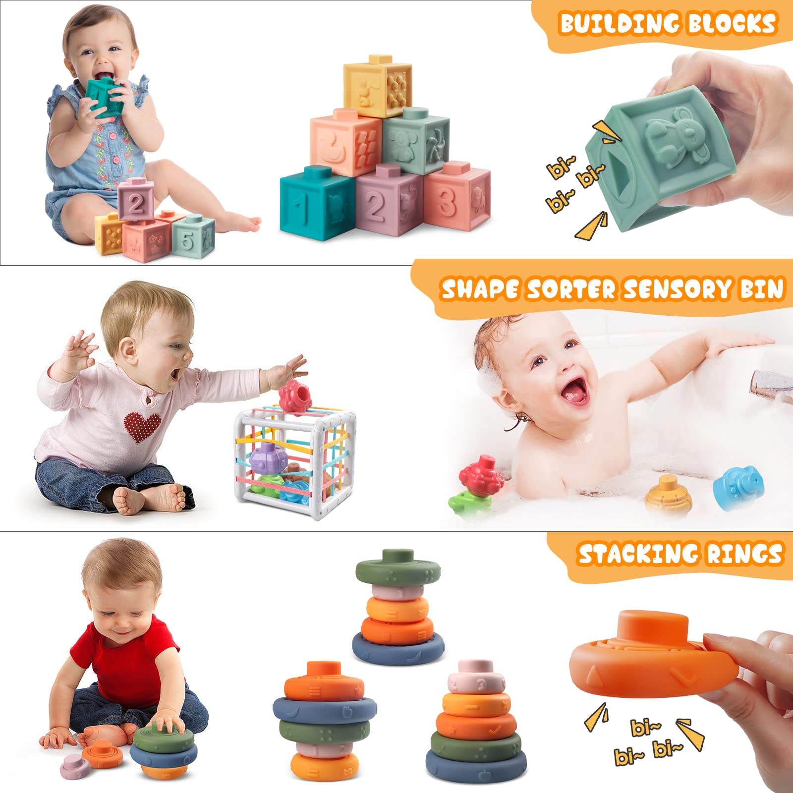 Plunack elastic-band sensory cube reveals textures with sliding blocks