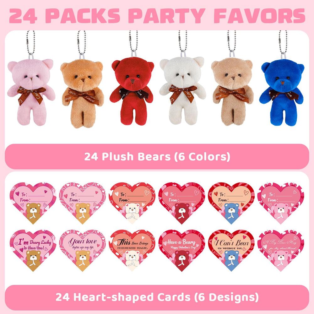 Plunack Valentines bears in six colors for colorful classroom rewards.