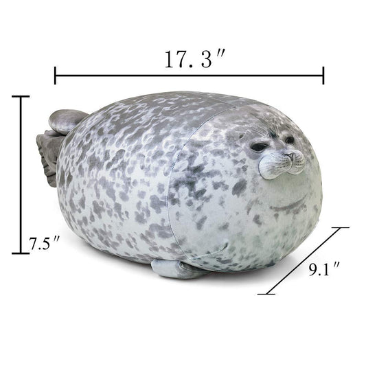 Plupiapio Seal Pillow side view highlights squishy, comforting shape.