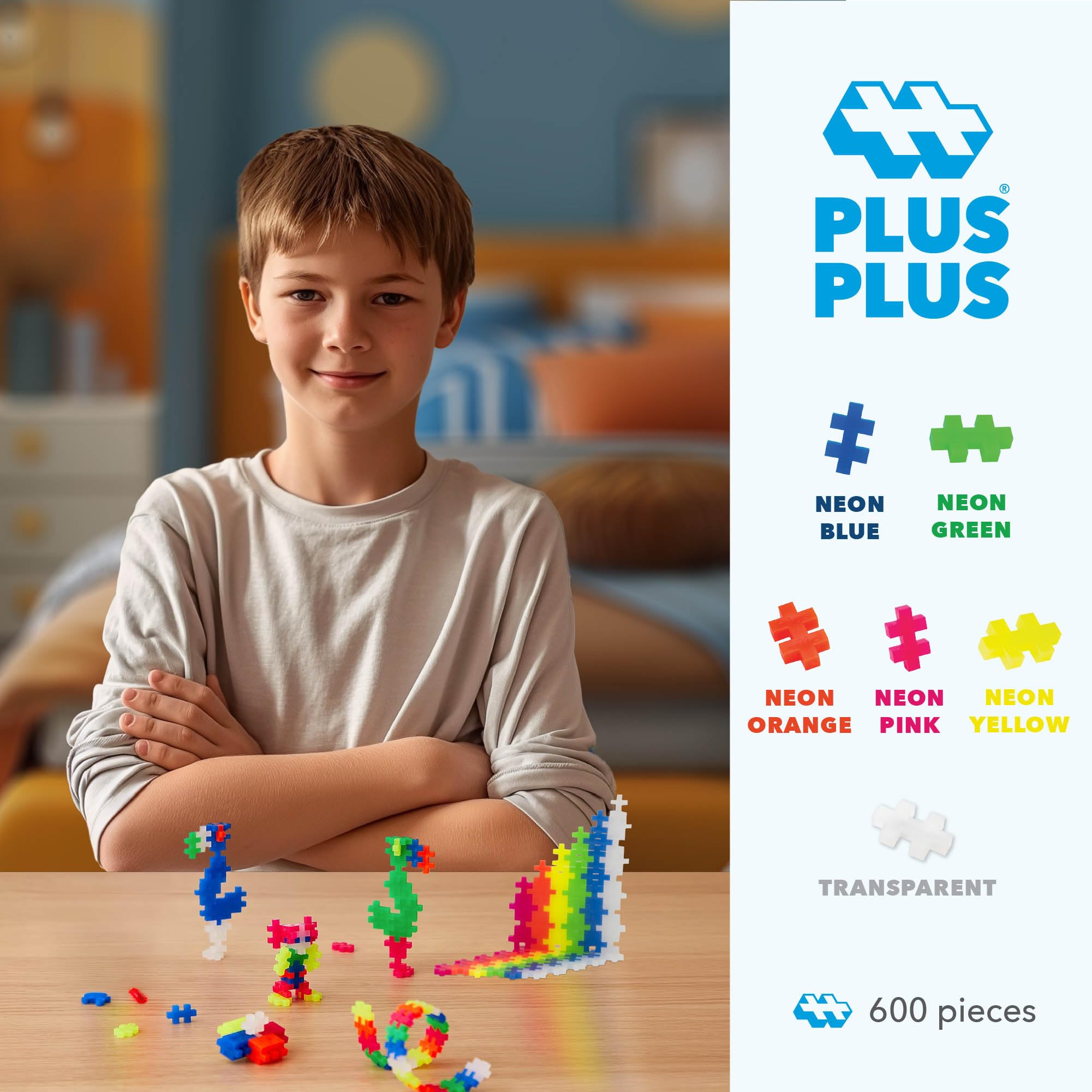 PLUS PLUS 3D construction pieces enable curves and tall structures for immersive, screen-free play.