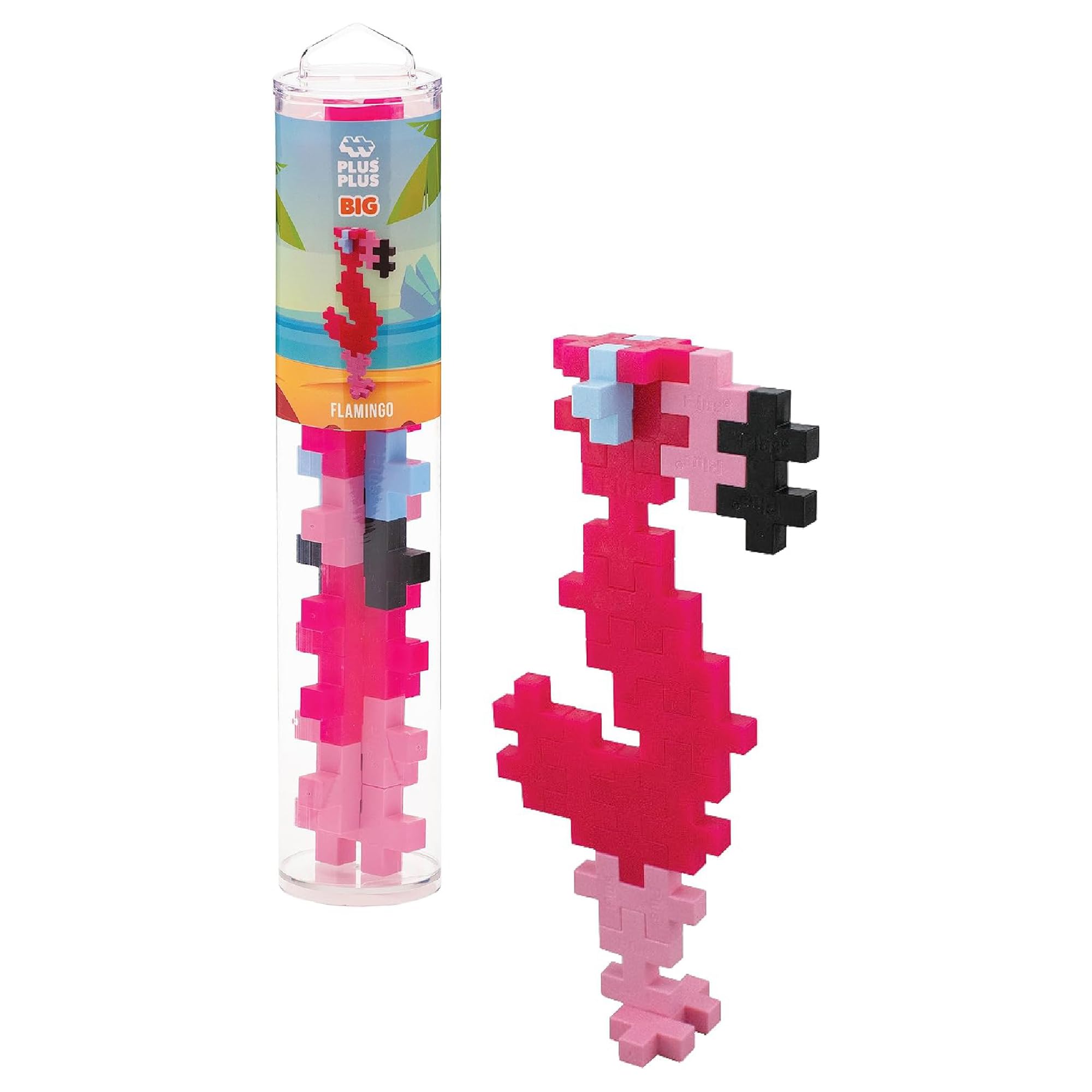 PLUS PLUS Big Flamingo assembly promotes easy, engaging STEM play for curious toddlers.