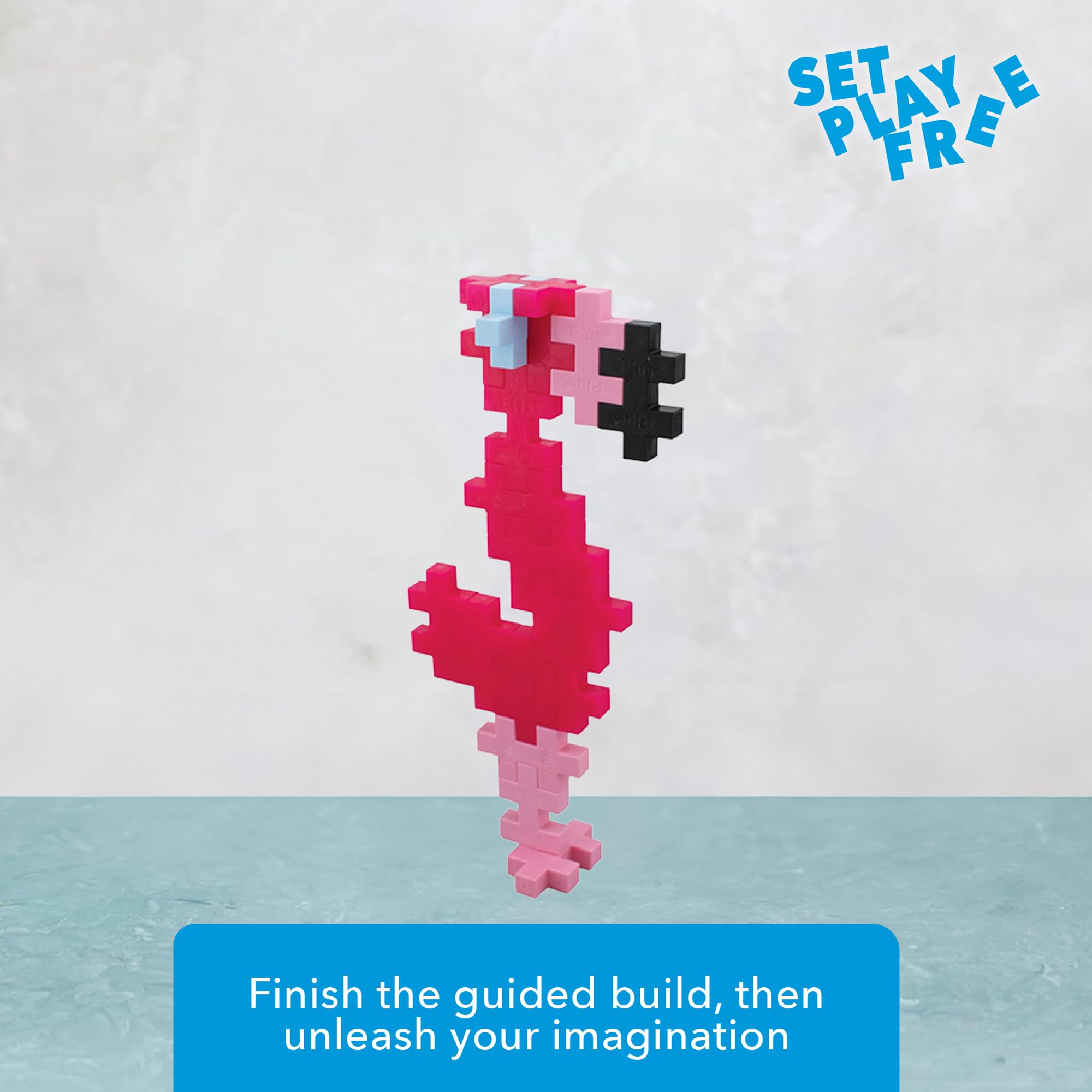 PLUS PLUS Big Flamingo on-the-go play kit keeps kids engaged during car rides.