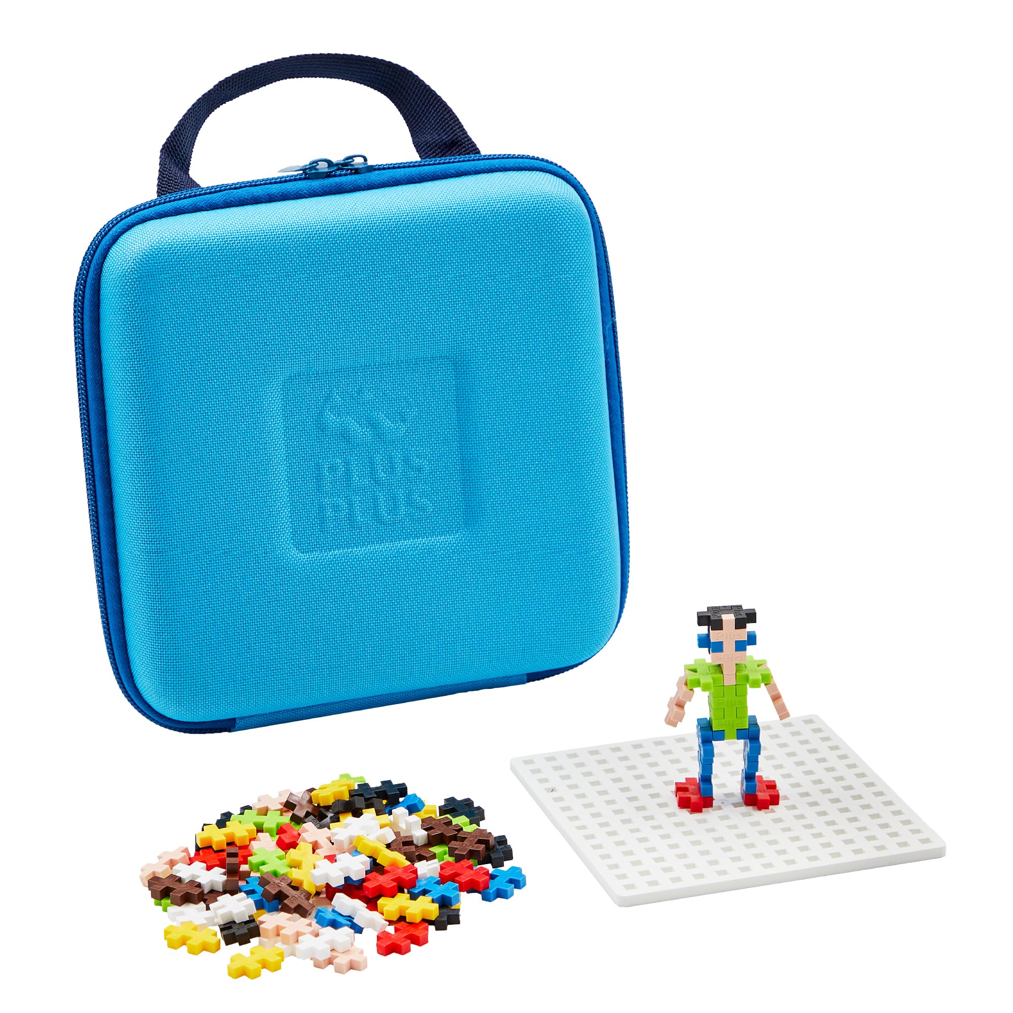 Plus Plus travel case with colorful pieces for on-the-go STEM play