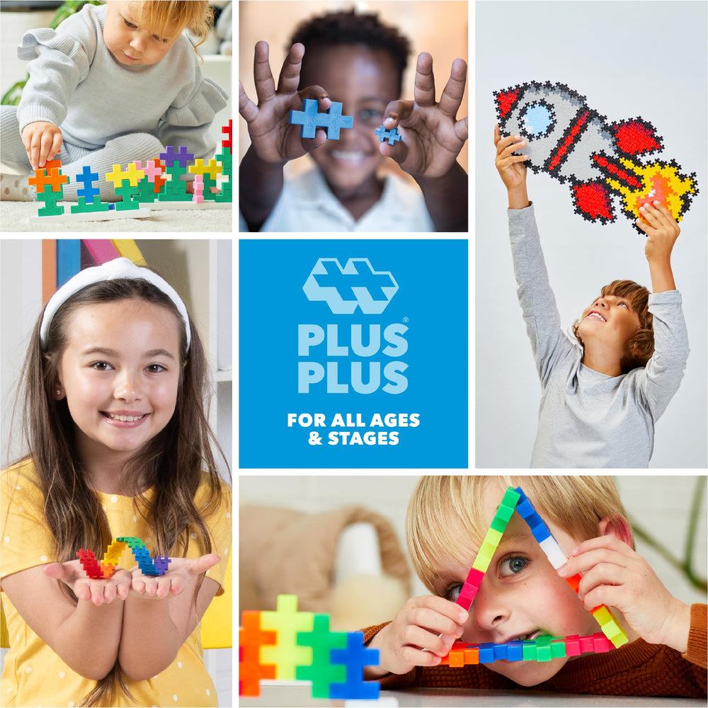 PLUS PLUS classroom stem bin with colorful interlocking pieces for exploration