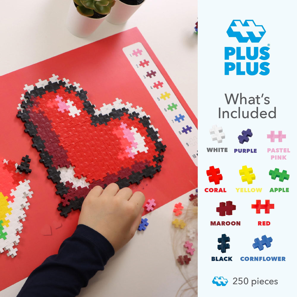 Plus Plus color blocks puzzle pattern flyer shows the numbered design for guided coloring and assembly.