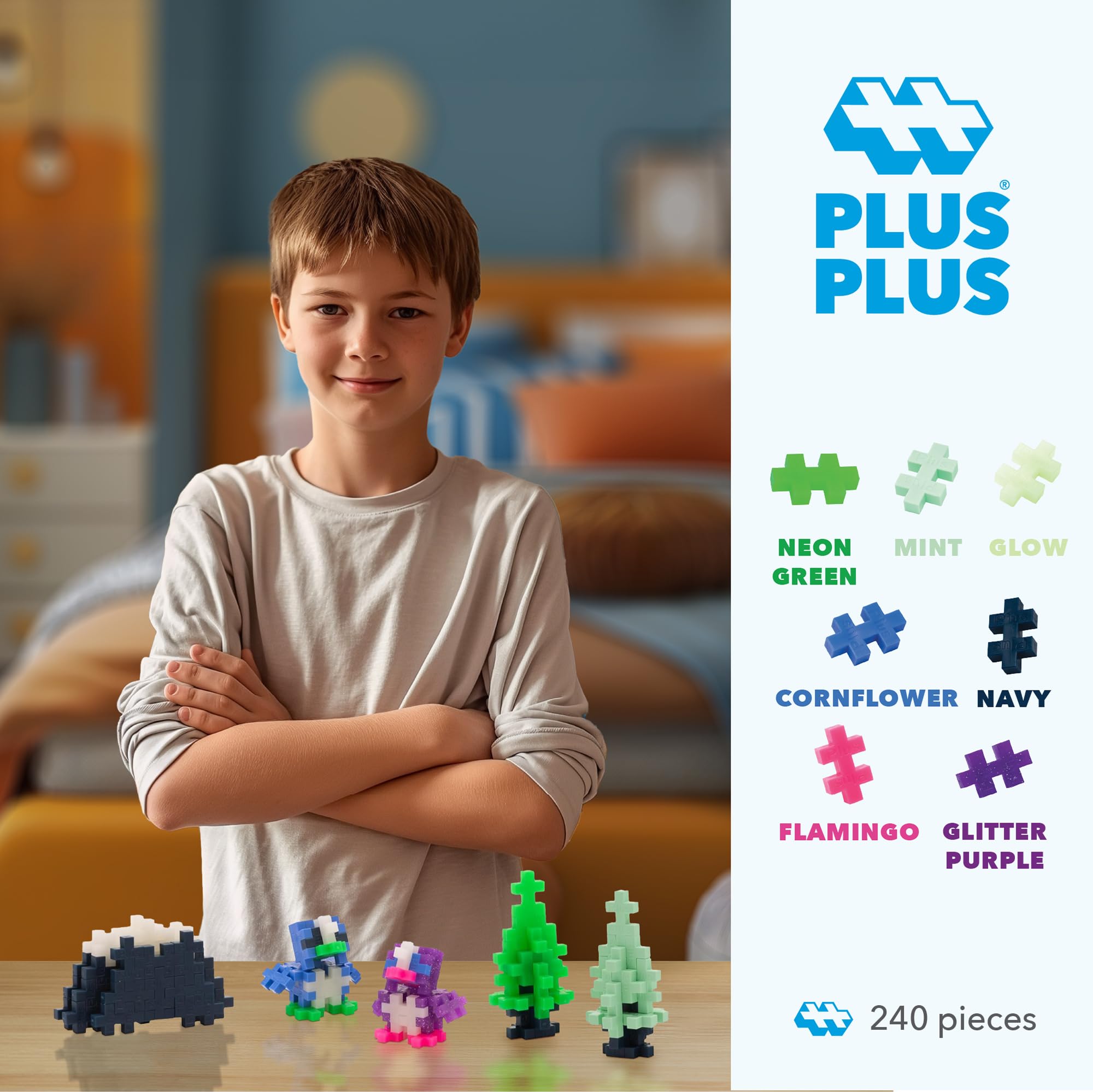 PLUS PLUS glow-in-the-dark blocks brighten evening building sessions.