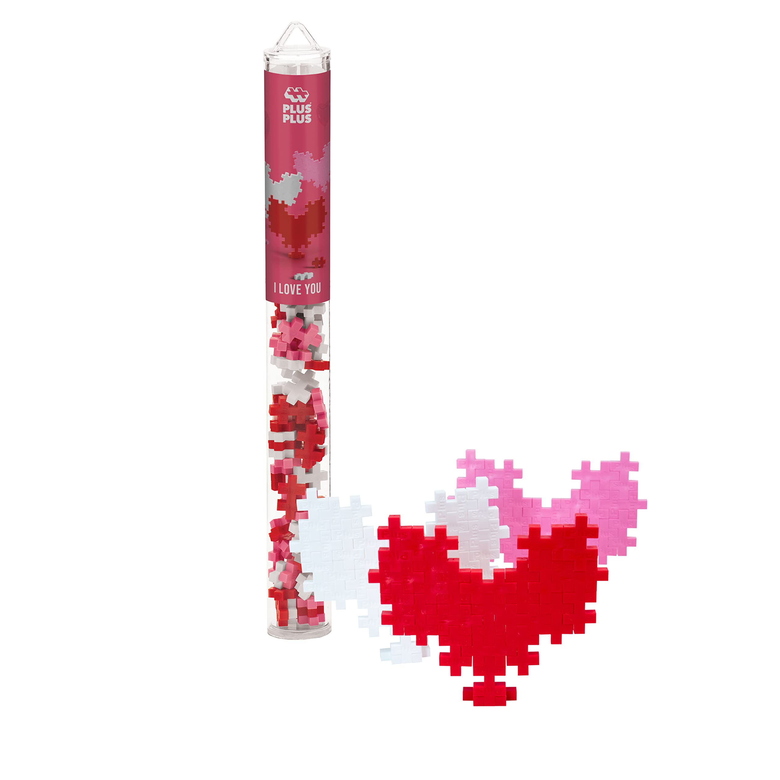 PLUS PLUS heart 3D puzzle assembly for creative valentines play and fine motor practice