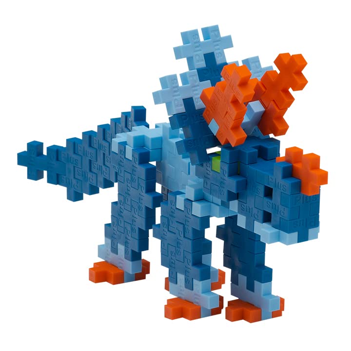 Plus Plus kid playing with Triceratops tube offers portable, screen-free creativity