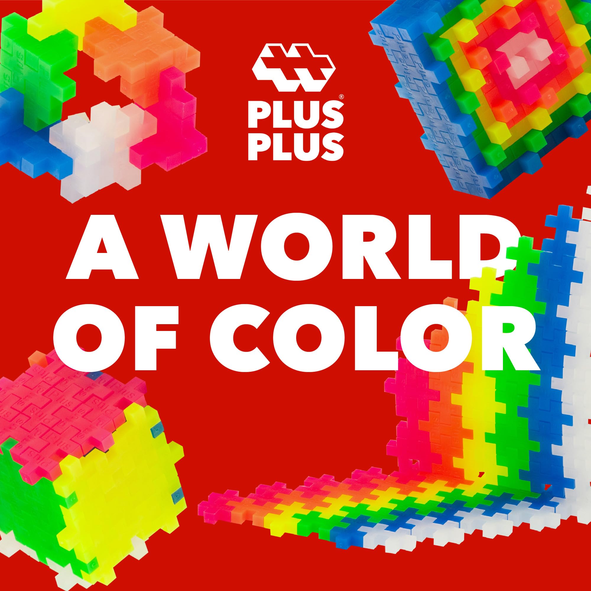 PLUS PLUS kids building 3D structures promotes hands-on STEM learning.