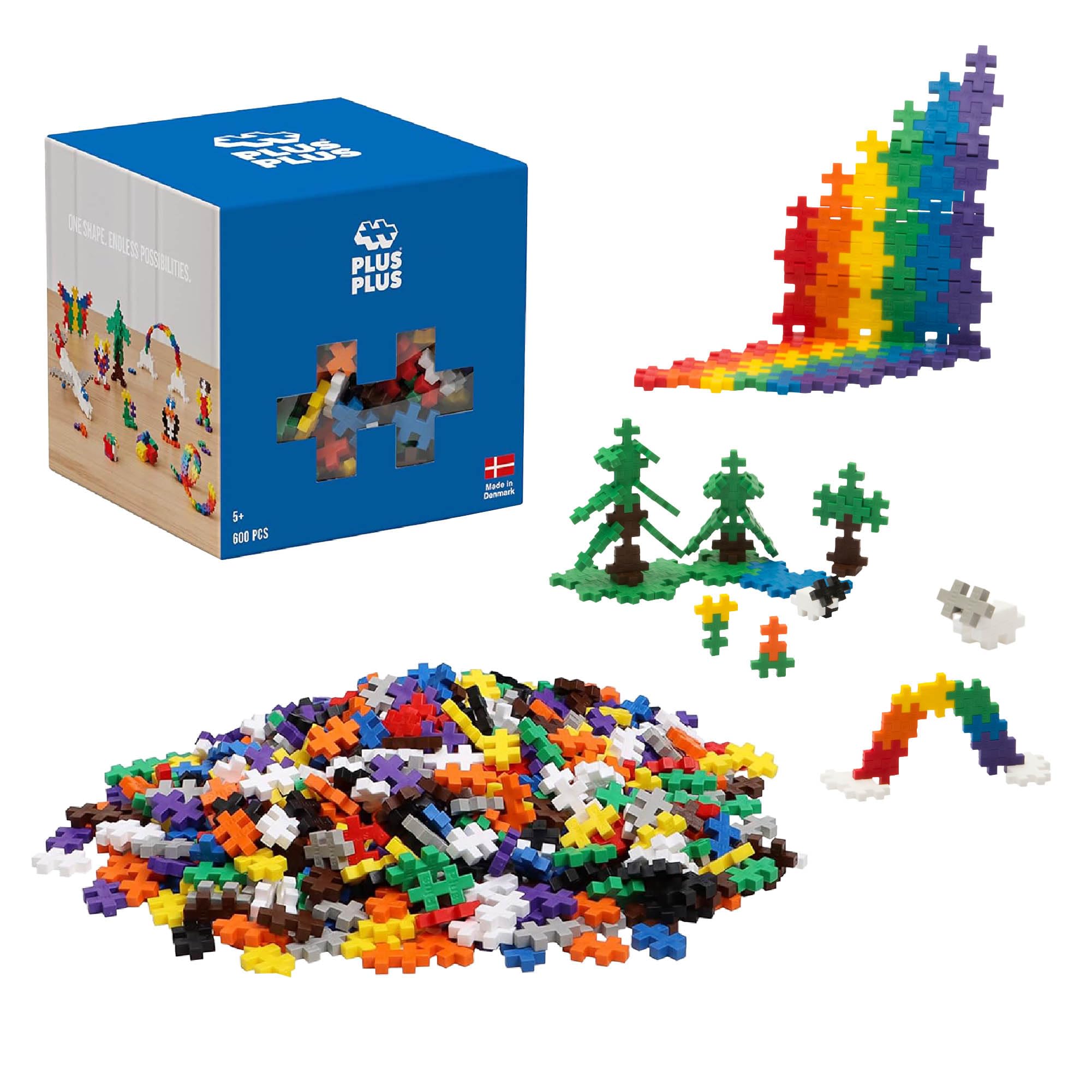 PLUS PLUS Open Play Set 600-piece color mix enables endless mosaics and 3D builds.