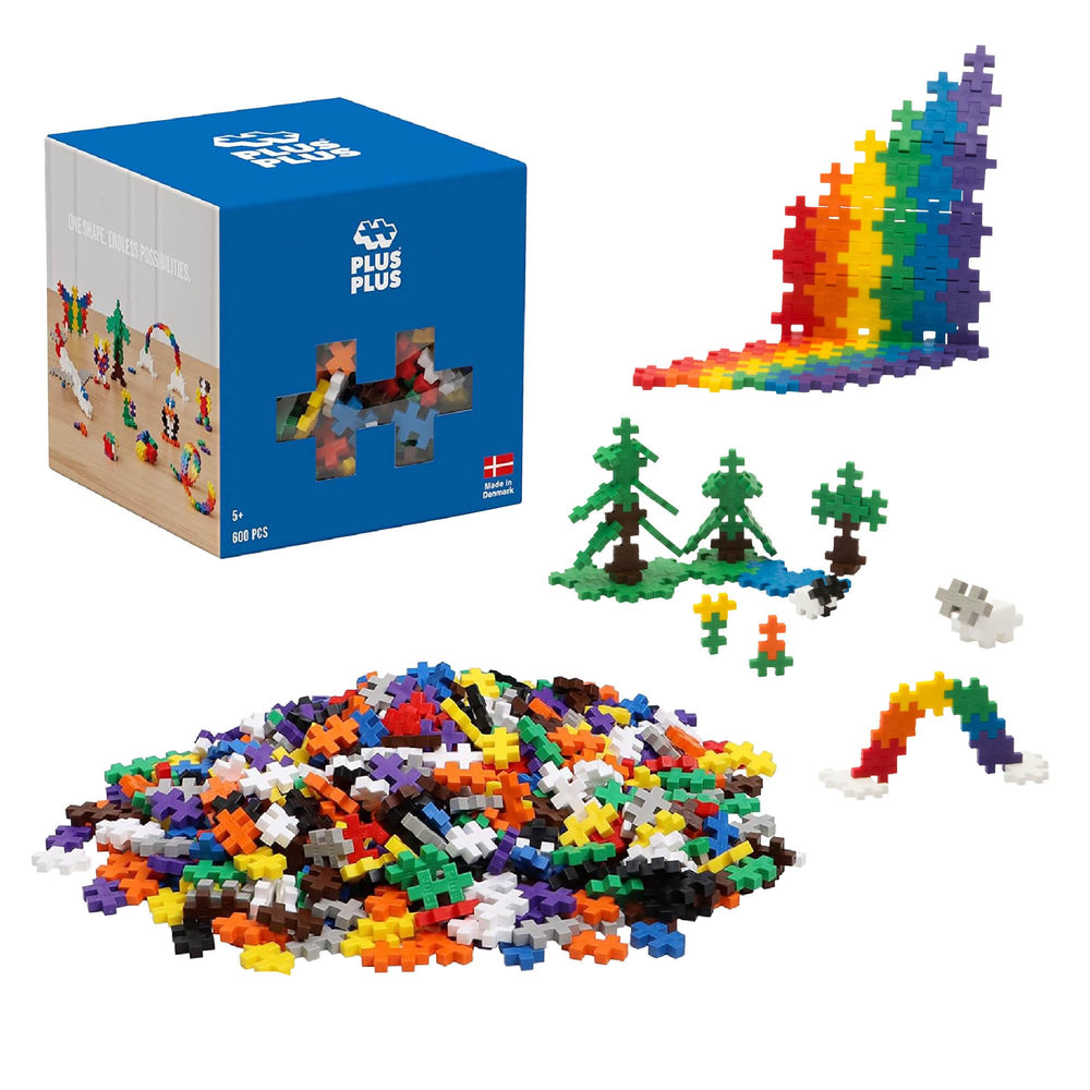 PLUS PLUS Open Play Set 600-piece color mix enables endless mosaics and 3D builds.