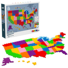 PLUS PLUS Puzzle by Number US map with 1,400 pieces for hands-on learning and creativity