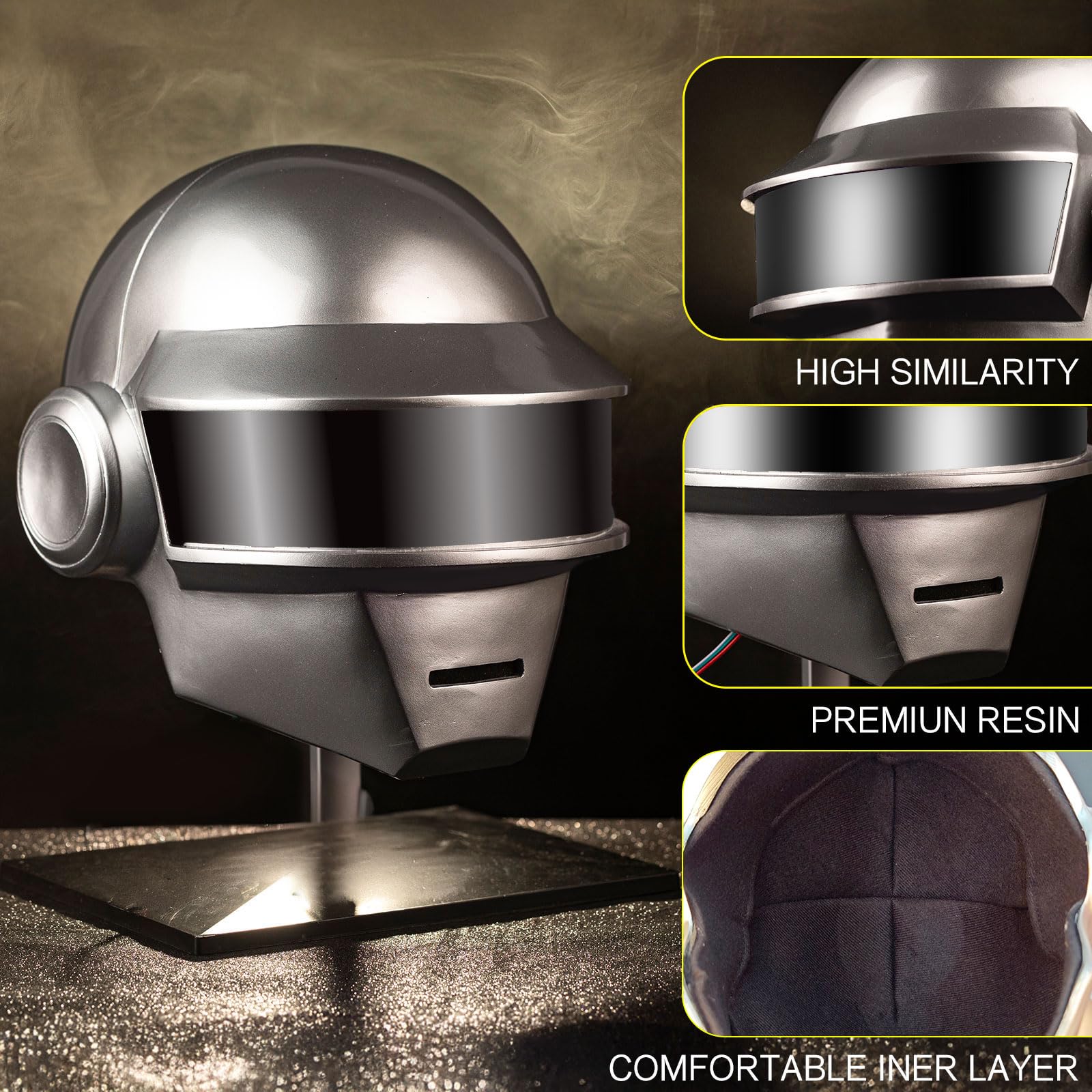Pluscraft Deluxe Thomas Guy helmet, side view, enhances authentic retro punk character at conventions.