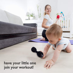 Plush Creations Baby Dumbbell Rattle, wipe clean care shot for easy maintenance.