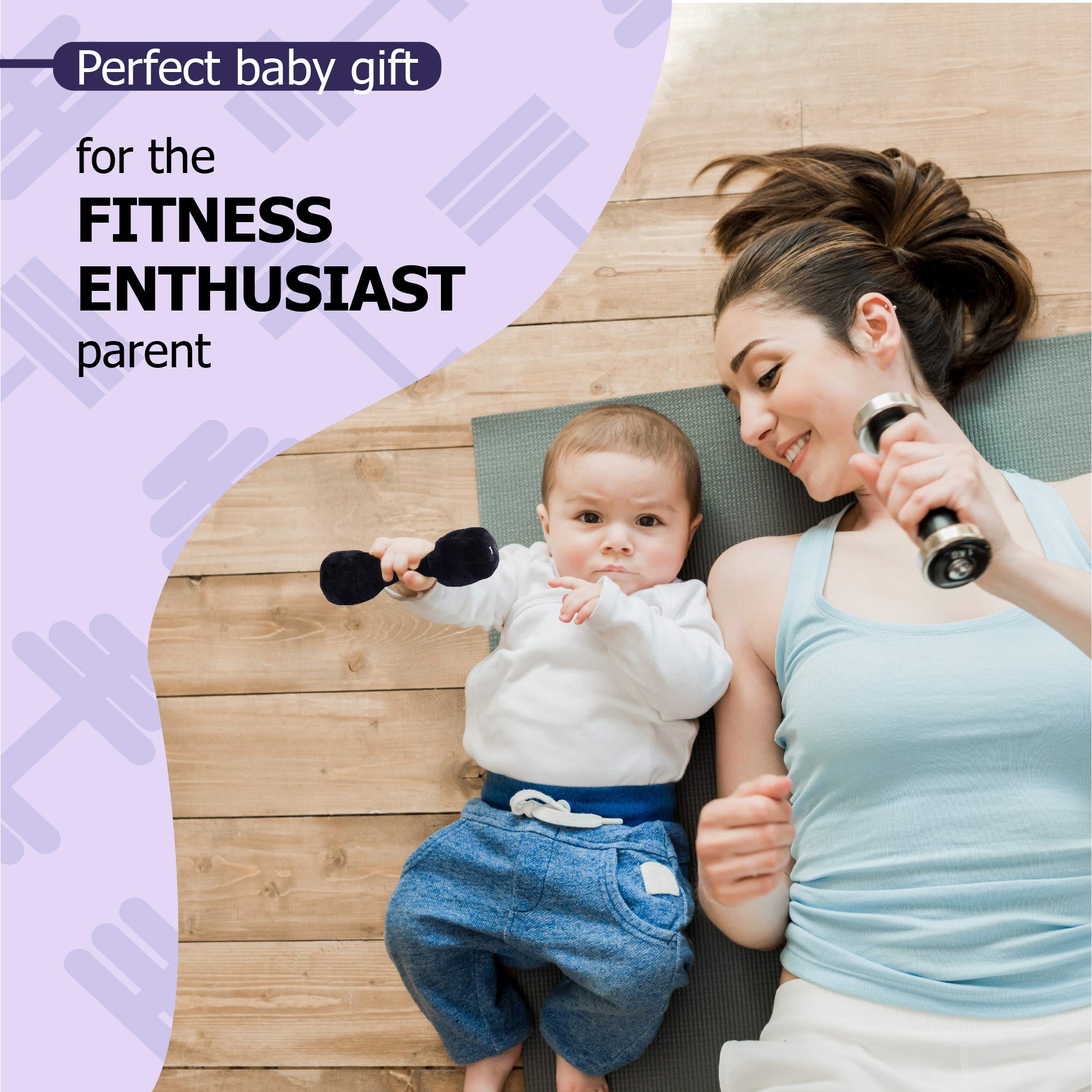 Plush Creations Baby Dumbbell Rattle, held in hands, engaging sensory exploration.