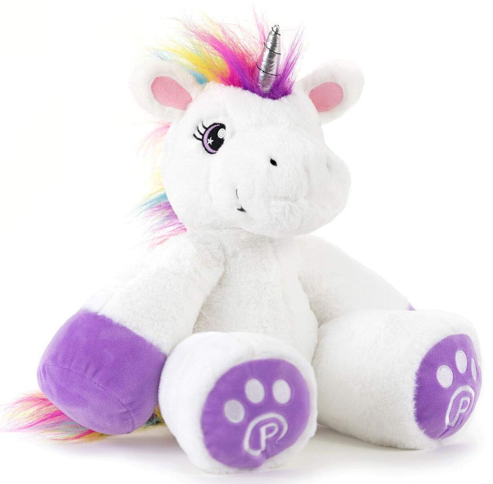 PLUSHIBLE Poppy unicorn 18-inch front view for cuddly playtime and bedtime comfort.