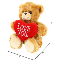 Plushland Mocha Heart Bear resting on a desk as a soft buddy.