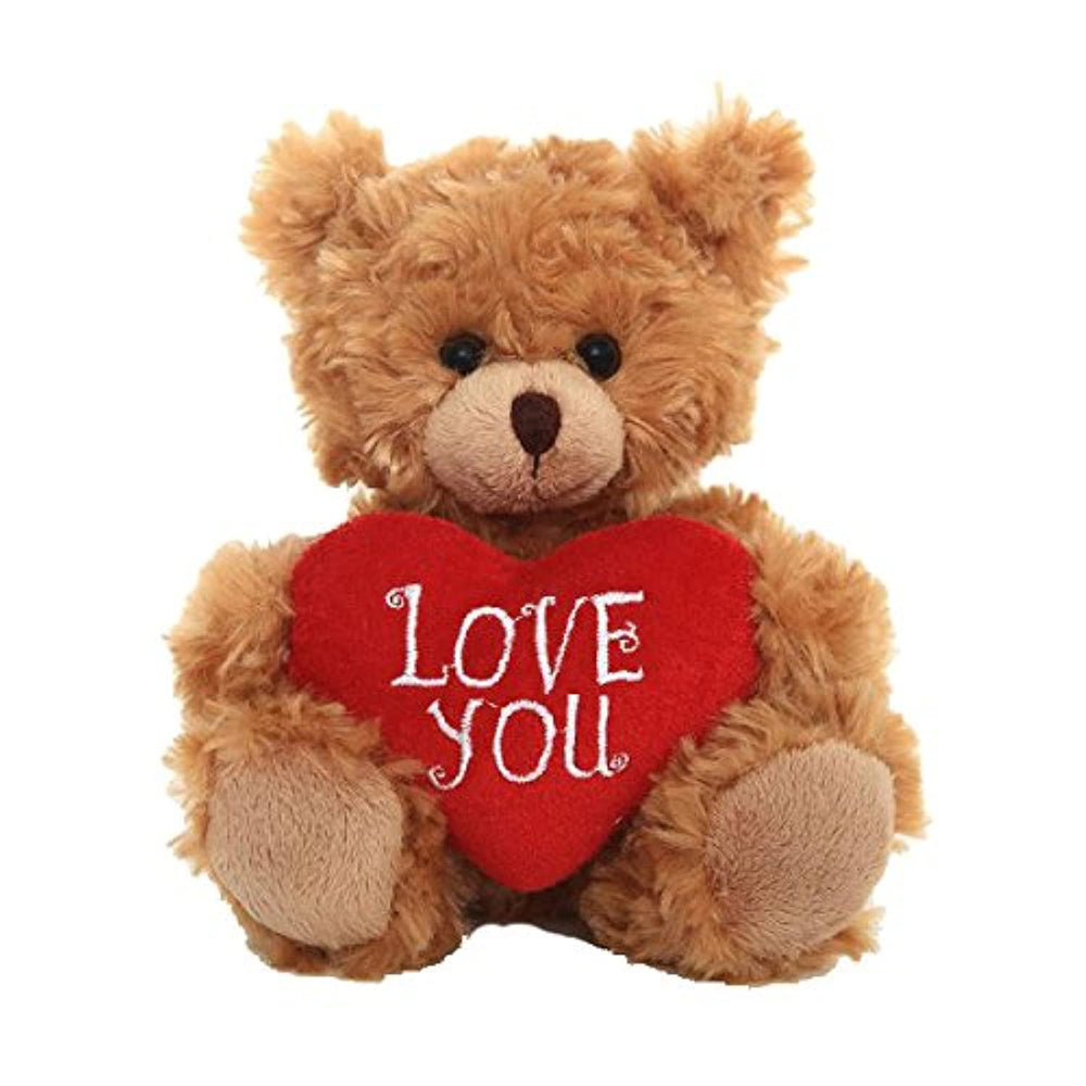 Plushland Mocha Heart Bear front view, a soft cuddle buddy for daily use.