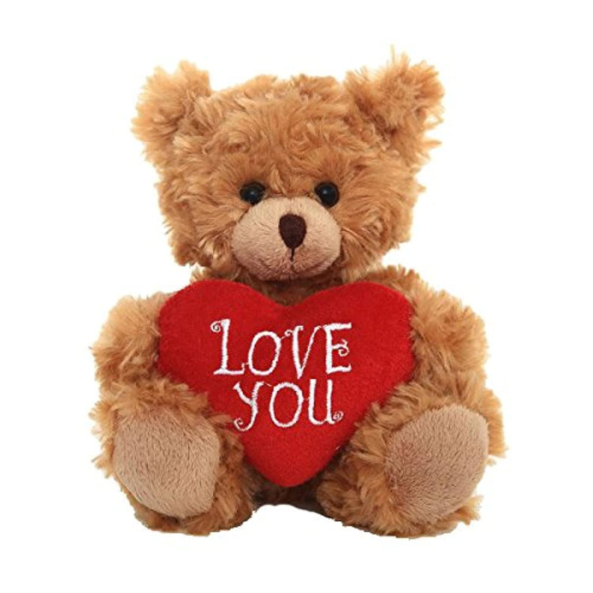 Plushland Mocha Heart Bear front view, a soft cuddle buddy for daily use.