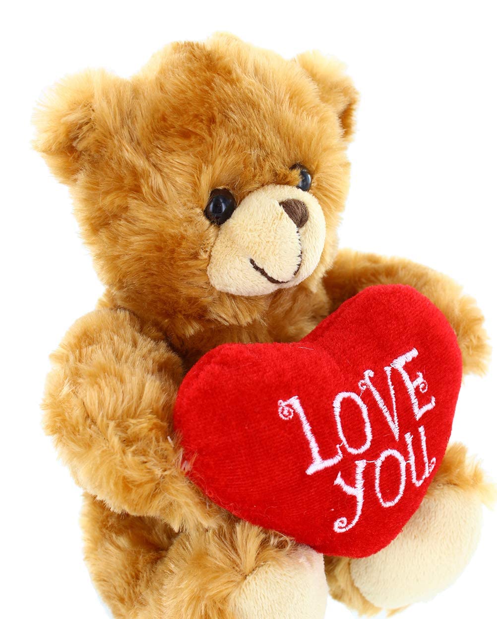 Plushland Mocha Heart Bear at 6 inches size, ideal for crib or desk.