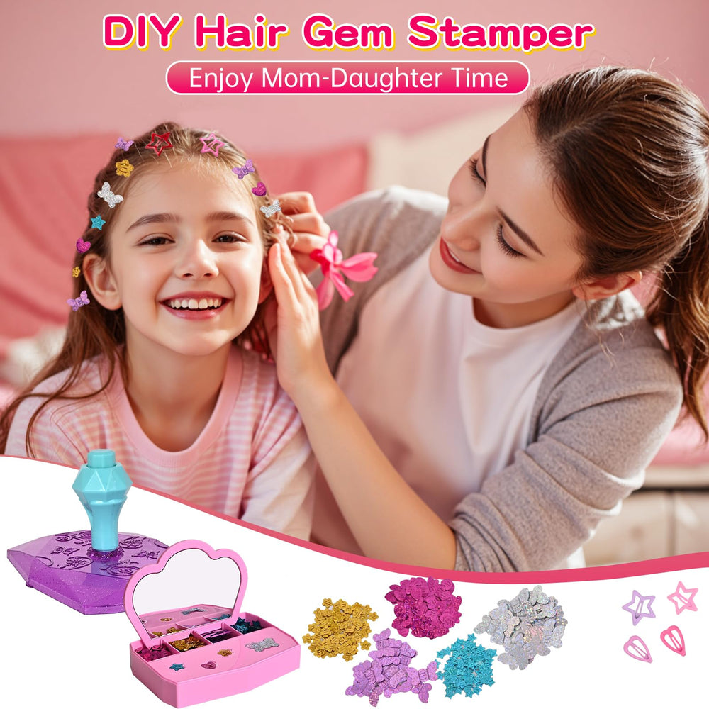 Pluspace gem stamper tool demonstrating glue-free attachment action